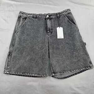 WESC Unisex Denim Carpenter‎ Shorts Acid Wash Grey Size 34